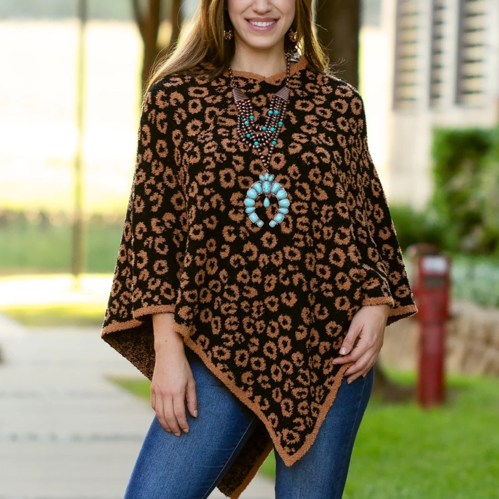 Leopard Print Poncho NWT